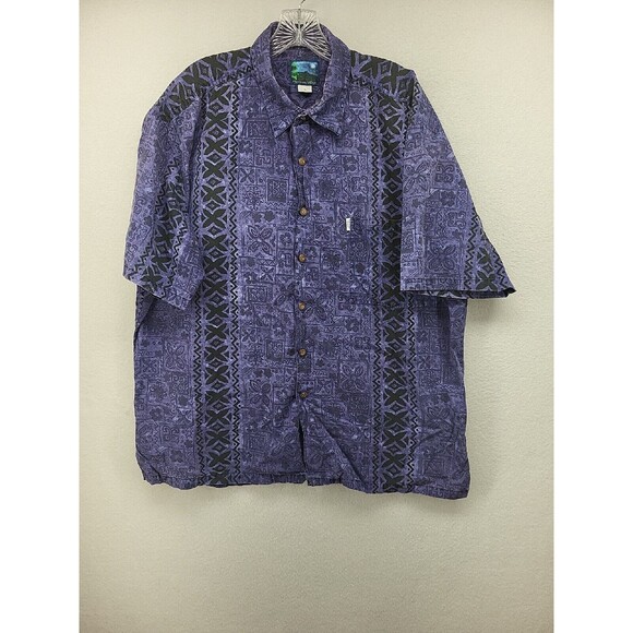 Hawaiian Moon Mens Shirt Purple XL X-Large Button Up Short Sleeve Logo Beach - Picture 1 of 14